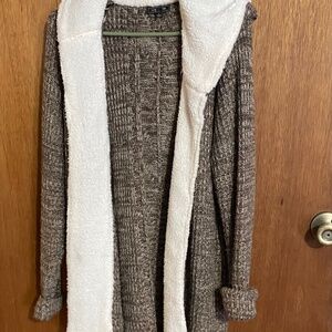Letty & Me Brown & Cream Hooded Cardigan Large.